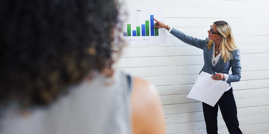 Woman presenting presentation